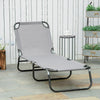 Outdoor Folding Lounge Chair, Steel Tanning Chair with Reclining Back, Breathable Mesh for Beach, Yard, Patio, Grey