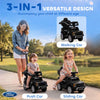 Qaba 3 In 1 Licensed Ford Kids Push Car with Push Handle, Horn, Sound, Secure Bar, Storage, for Toddlers 18-36 Months, Black