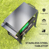 Outdoor Kitchen Bar Cart BBQ Table with Wheels, Stainless Steel Pizza Oven Stand, Movable Prep Table with Hooks
