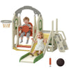 Qaba 5-in-1 Toddler Slide and Swing Set with Adjustable Swing Seat, Climber and Basketball Hoop for Indoor Outdoor, Cream
