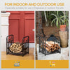 Curved Firewood Rack with Bear and Pine Tree Design, 17 Inch Log Holder Storage Rack with 110 lbs. Capacity