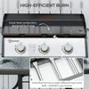 3 Burner Liquefied Gas Grill, Portable Tabletop BBQ Grill, for Camping, Picnic, Silver