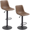Adjustable Counter Height Bar Stools Set of 2, 360° Swivel Kitchen Counter Stools Dining Chairs with Backs, Vintage Leather, Brown