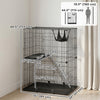 2-Tier Cat Cage Indoor, Detachable Metal Wire Kennel with Hammock, Platform, Tray and Cushion for 1-2 Kittens