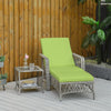 2 Pieces Wicker Patio Lounge Set w/ Cushions, Outdoor PE Rattan Sun Lounger Sets w/ 5-Level Reclining Chaise Chair & Two-tier Glass Top Coffee Table, Green