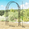7.5 ft Steel Garden Arch, Outdoor Trellis Arbor with Scrollwork for Climbing Plants, Wedding Arch, Black