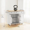 Kitchen Island on Wheels with Drop Leaf, Charging Station, Rolling Kitchen Cart with Wood Top, Adjustable Shelf