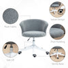Armless Office Chair, Fluffy Computer Desk Chair with Adjustable Height, Swivel Wheels, Mid Back, Grey