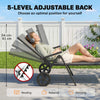 Outdoor Lounge Chair, 5-Level Adjustable Folding Chaise Chair with 2 Wheels for Backyard, Beach, Poolside, Grey