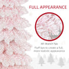 5ft Snow-Flocked Artificial Christmas Tree, Slim Pencil Xmas Tree with 301 Realistic Branches, Metal Base, Pink