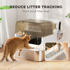 Stainless Steel Cat Litter Box, Easy-Clean Enclosure with Scoop & Flip Lid, 27.6