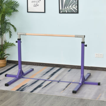 Soozier Professional Gymnastics Bar for Kids, Toddler Home Gymnastics Equipment with 13-level Adjustable Height, Purple