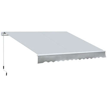 12' x 8' Retractable Awning Patio Awnings Sun Shade Shelter with Manual Crank Handle, UV & Water-Resistant Fabric and Aluminum Frame for Deck Balcony Yard