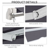 12' x 10' Manual Retractable Awning Outdoor Sunshade Shelter with Adjustable & Versatile Design, Dark Grey