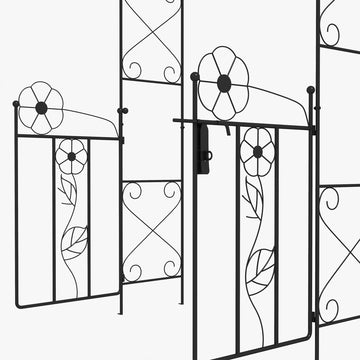 7.5FT Metal Garden Arbour with Double Gate, Arch Trellis for Climbing Vine Plants, Outdoor Wedding, Decoration, Black