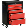 Lockable Tool Cabinet, 5-Drawer Rolling Tool Chest with 4 Universal Wheels, Black and Red