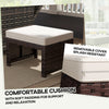 2 Pieces Wicker Outdoor Ottomans with Removable Cushions, Rattan Outdoor Seating, Footrest and Side Table, Khaki