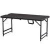 Foldable Patio Dining Table for 4, Height Adjustable Outdoor Table for Garden Lawn Backyard, Dark Grey