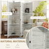 4-Panel Wall Partition Room Separator with 3 Storage Shelves Foldable Design Wooden Frame 5.6FT Distressed White