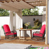 Outdoor Wicker Rattan Rocking Chair Set of 2, Patio Rocker with Thick Cushions for Garden Backyard Porch, Red