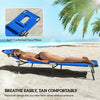 Folding Outdoor Lounge Chair, Portable Reclining Beach Lounger with Face Hole, Detachable Pillow, 4-Position Adjustable Backrest, For Patio, Garden, Poolside, Blue