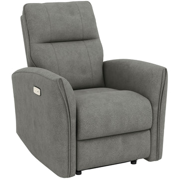 Power Recliner Chair, Dyed Fabric (Like Leathaire) Upholstered Recliner Chair with USB Ports, Footrest, Grey