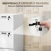 Vertical Filing Cabinet with 2 Drawers, Lock, File Cabinet for Home Office, A4 and Letter Size Files, White