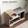 Upholstered Shoe Storage Bench, Hallway Shoe Storage with Seat, Drawer, 3 Open Shelves for Entryway, Grey