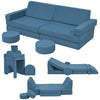 Qaba 12-Piece Modular Kids Play Couch Building Fort for Playroom Bedroom, Convertible Kids Sofa, Blue