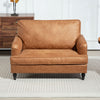 Modern Accent Chair, Leathaire Armchair with Turned Legs and Wide Seat, Comfy Chair for Living Room