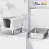 Stainless Steel Cat Litter Box w/ Removable Lid & Scoop, for Small to Large Cats, Easy to Clean, White