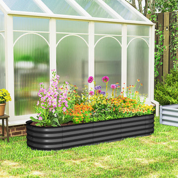 6.4 x 2 x 1ft Galvanized Raised Garden Bed Kit, Metal Planter Box with Safety Edging, Dark Grey