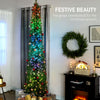 9ft Christmas Tree with Colourful DIY Synchronized LEDs, Hinged Pencil Xmas Tree with Remote, Daily Timer, Green
