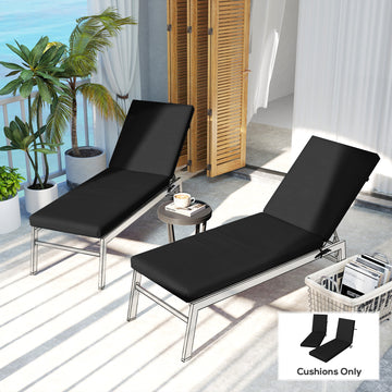 2-Piece Back and Seat Cushion Pillows Replacement, Patio Chair Cushions Set with Ties for Indoor Outdoor, Black