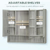 Wall Mounted Bathroom Medicine Cabinet with Mirror and Adjustable Shelves, Grey