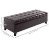Storage Ottoman Bench, Foot Rest with Solid Wood Legs, 51 Inches PU Leather Storage Chest for Living Room