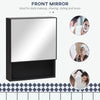Bathroom Medicine Cabinet, Wall-Mounted Mirror Cabinet with Single Door, Storage Shelves and Stainless Steel Frame for Laundry Room, Black