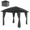 10' x 10' Hardtop Gazebo, Outdoor Gazebo Canopy with UV60+ Polycarbonate Roof, Curtains, Central Hook and Steel Frame for Garden, Lawn, Backyard, Deck, Light Grey