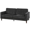 3 Seater Sofa Upholstered with Padded Cushion Modern Button Tufted Couch with Wood Legs, Dark Grey