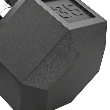 Soozier 2 x 35 lbs Rubber Hex Dumbbell Set for Body Fitness Strength Training Home Office Gym, Black