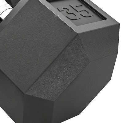 Soozier 2 x 35 lbs Rubber Hex Dumbbell Set for Body Fitness Strength Training Home Office Gym, Black