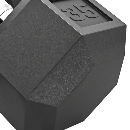 2 x 35 lbs Rubber Hex Dumbbell Set for Body Fitness Strength Training Home Office Gym, Black