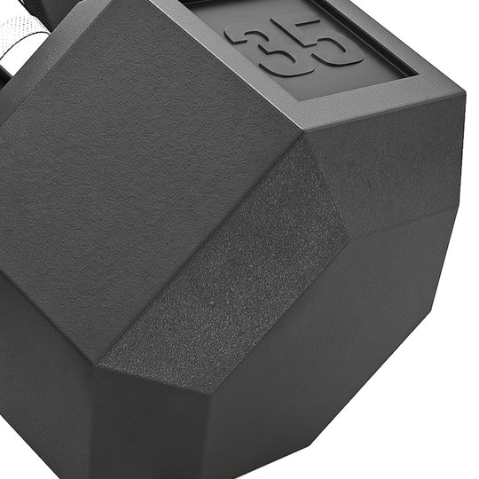 Soozier Ensemble d'haltères hexagonaux en caoutchouc de 2 x 35 lb pour entraînement de force physique à domicile ou au bureau, noir
