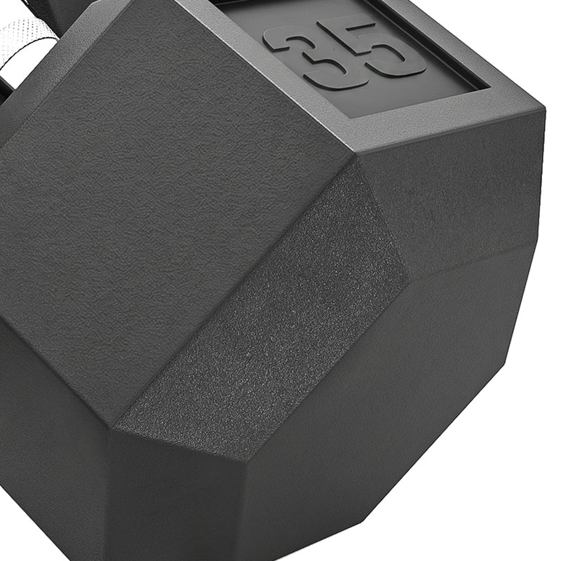 Soozier 2 x 35 lbs Rubber Hex Dumbbell Set for Body Fitness Strength Training Home Office Gym, Black