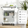 Kitchen Island with Stainless Steel Top, Rolling Kitchen Cart on Wheels with Storage Drawer, Cabinet, Towel Rack and Spice Rack (Black), White