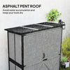 Outdoor Storage Cabinet, Wood Garden Shed with Steel Frame, Asphalt Roof, 2 Shelves and Lockable Doors, Grey