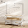 TV Stand with Charging Station, TV Table with 2 Foldable Linen Drawers and Open Shelf for 47 Inch TV, Oak