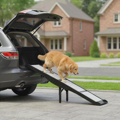 Foldable Dog Car Ramp with Support Leg, Non-Slip TPR Surface, 69