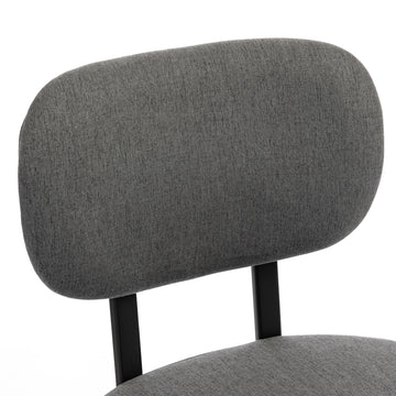 Upholstered Linen Fabric Kitchen Chairs, Modern Dining Chairs Set of 2 with Metal Legs, Grey