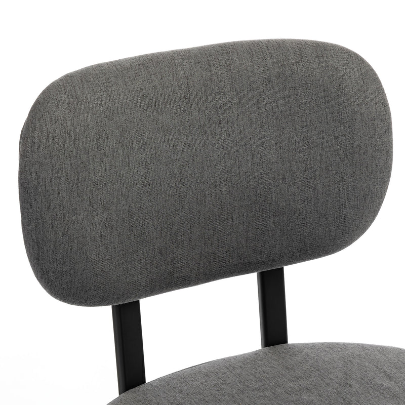 Upholstered Linen Fabric Kitchen Chairs, Modern Dining Chairs Set of 2 with Metal Legs, Grey